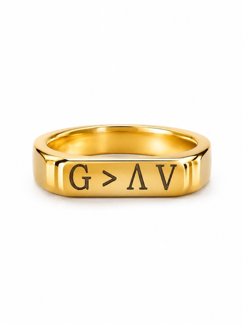 Gold Tone Engraved Band Ring Size 7 • God is Greater Than the Highs and Lows